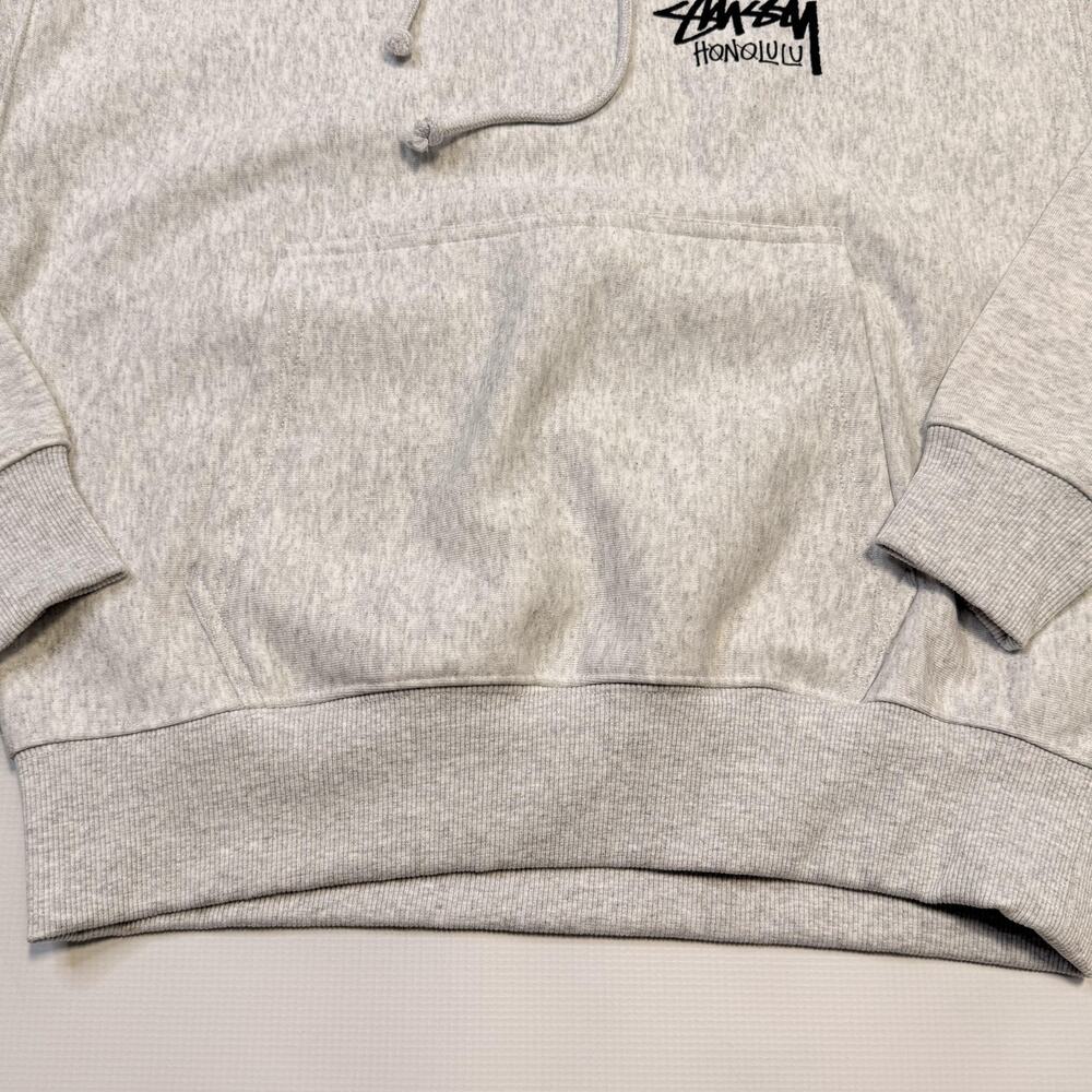 Stussy Hoodie Mens Medium Gray Stock Honolulu Pullover Fleece Sweatshirt Graphic - Picture 4 of 13